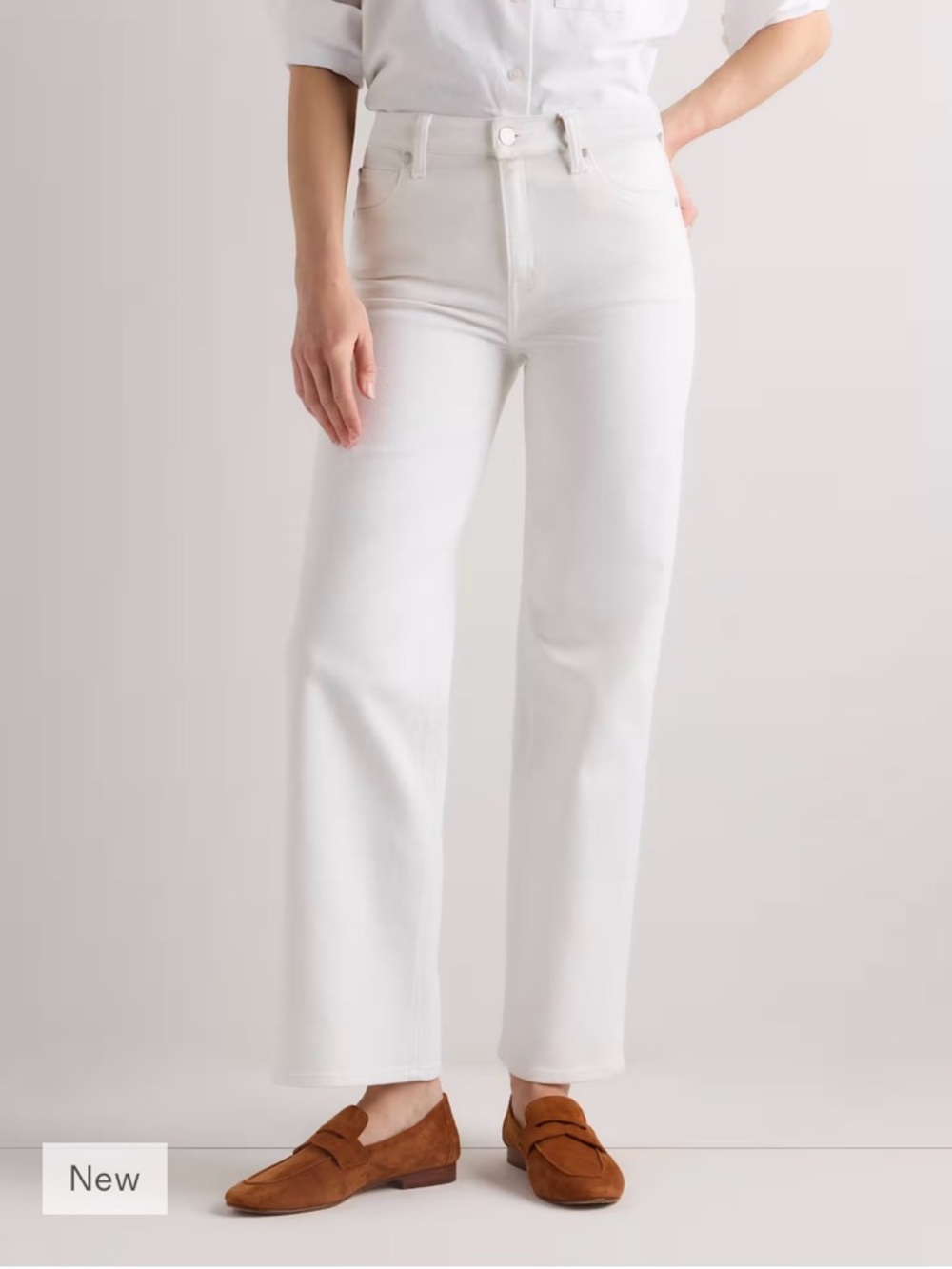 Quince Bella Stretch Relaxed Straight Jeans - Ghost White size 25
